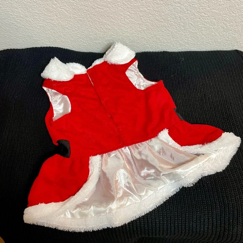 Pet outfit Christmas Dress‎ with Collar Buttons Bow Lined - Medium